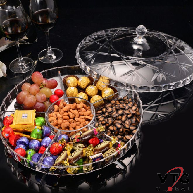 Khay bánh kẹo thủy tinh